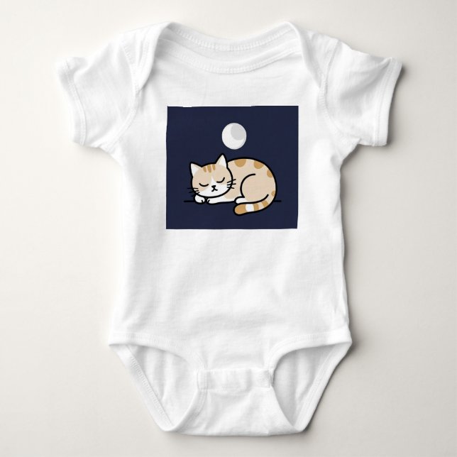 Body Para Bebê Body de Bebê Gatinho Adormecido Lua  (Frente)