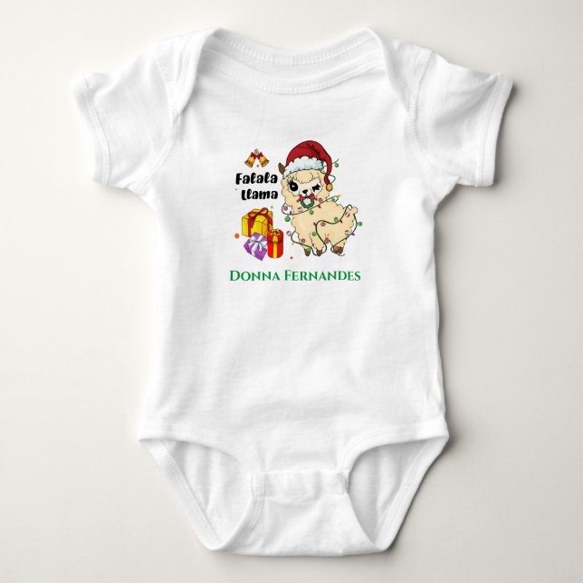 Body Para Bebê Body de Bebê Llama de Natal (Frente)