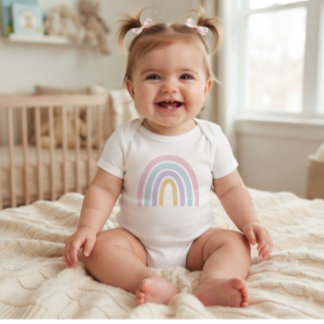 Body Para Bebê Body de Bebê Menina Arco-Íris Pastel | Minimalista