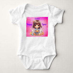 Body Para Bebê Body de Bebê Menina Feliz Páscoa