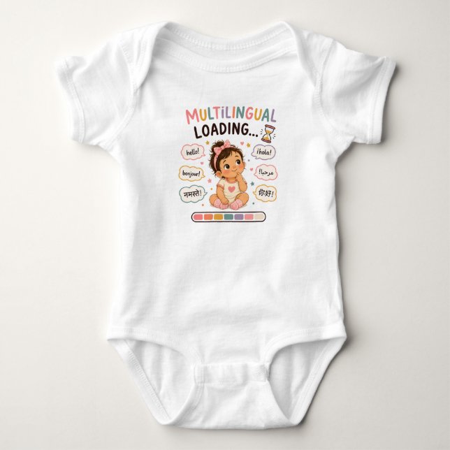 Body Para Bebê Body de Bebê Menina Fofa Carregando Multilíngue... (Frente)