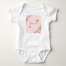 Body de Bebê Menina Personalizado Floral Borboleta