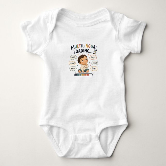 Body Para Bebê Body de Bebê Menino Fofo Carregando Multilíngue... (Frente)