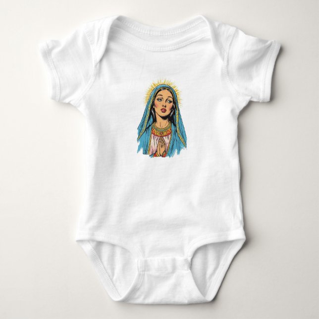Body Para Bebê Body de Bebê Nossa Senhora Estilo Retrô (Frente)