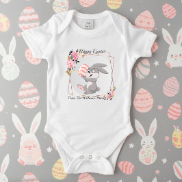 Body Para Bebê Body de Bebê Personalizado Coelho da Páscoa Cinza