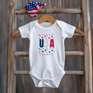 Body Para Bebê Body de Bebê Personalizado Moderno 4 de Julho EUA