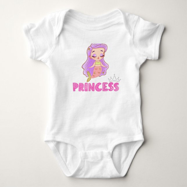 Body Para Bebê Body de Bebê Princesa Sereia Fofa (Frente)