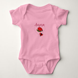 Body Para Bebê Body de Bebê Rosa com Nome Personalizado Joaninha