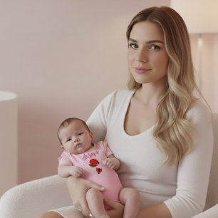 Body Para Bebê Body de Bebê Rosa com Nome Personalizado Joaninha