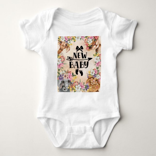 Body Para Bebê Body de Bebê Rosa Safari wildone baby shower (Frente)