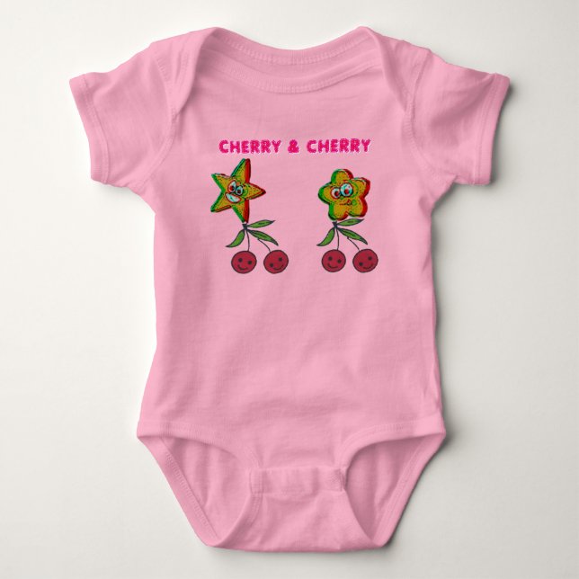 Body Para Bebê Body de Bebê T-Shirt Cherry & Cherry (Frente)