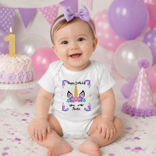 Body Para Bebê Body de Bebê Unicórnio Personalizado de Aniversári