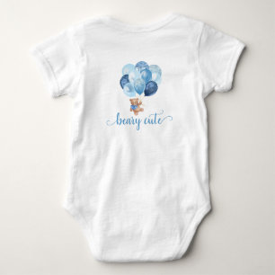 Body Para Bebê Body de Bebê Urso Teddy Azul e Balões Prateados