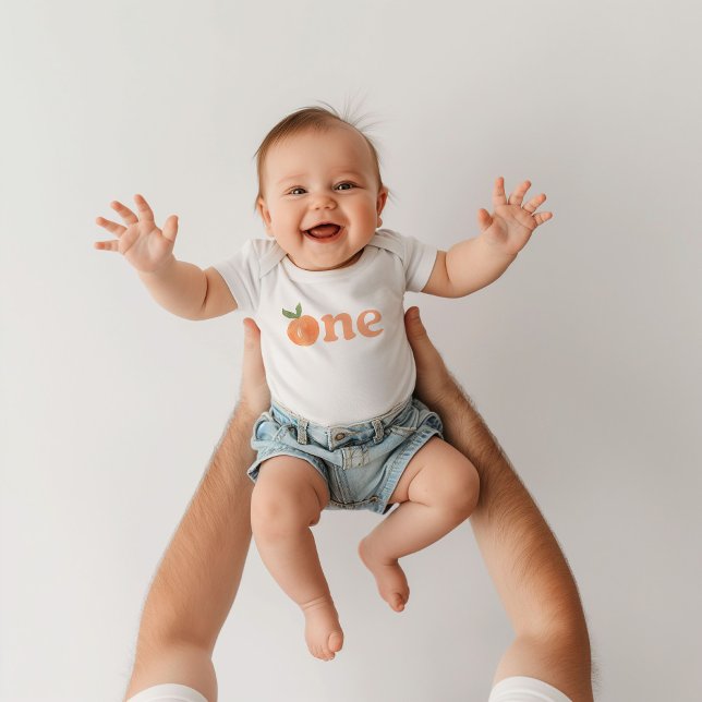 Body Para Bebê Body de primeiro aniversário da Peach (Criador carregado)