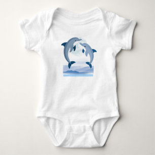 Body Para Bebê Body Infantil de Bebê Golfinhos do Oceano Fofo   O