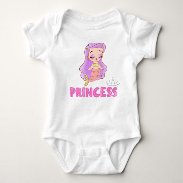 Body Para Bebê Body Infantil de Bebê Princesa Sereia Fofo (Frente)