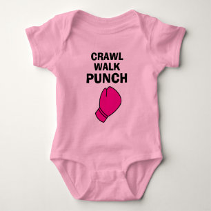 Body Para Bebê Body rastejante pula soco luva de boxe rosa bebê