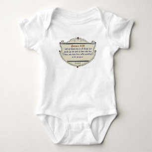 Body Para Bebê Body Romper Cristão Romans 8:28 Escudo Bebê