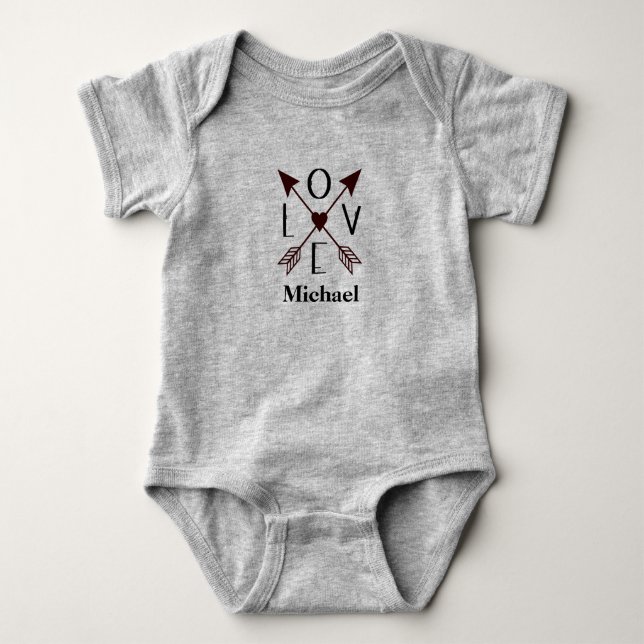 Body Para Bebê Body Suit de Bebê Amor com Flechas Bebê Bodysuit (Frente)