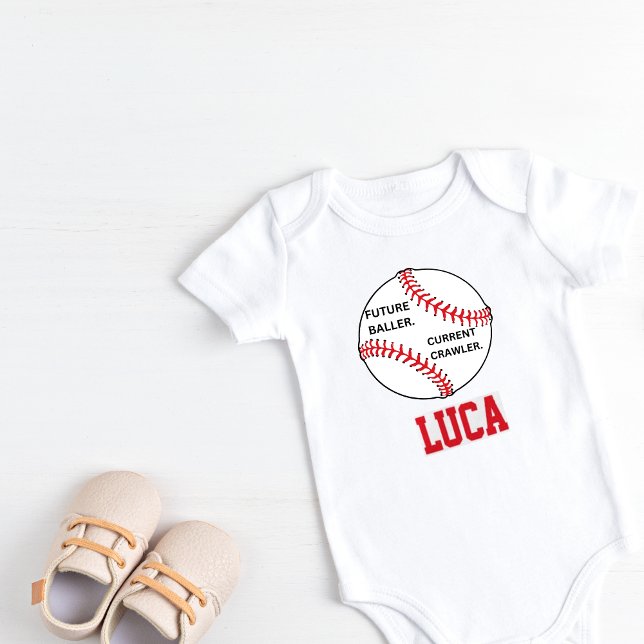 Body Para Bebê Bodyfato Personalizado Do Tema Esportivo Do Baseba (Personalized Baseball Bodysuit)