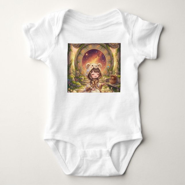 Body Para Bebê Bodys de Bebê Menina Urso Zodíaco Mágico Devaneio  (Frente)