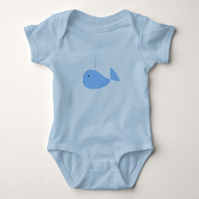 Body Para Bebê Bodysuit azul bonito do jérsei do bebê do golfinho (Frente)