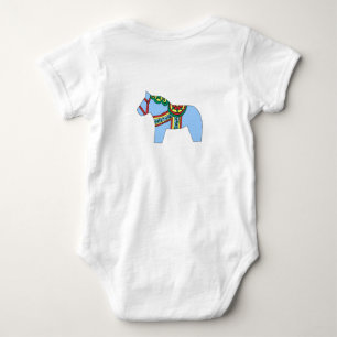 Body Para Bebê Bodysuit azul do bebê do cavalo de Dala