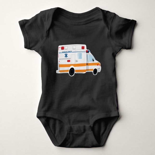 Body Para Bebê Bodysuit bonito do bebê da ambulância (Frente)