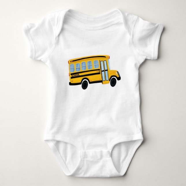 Body Para Bebê Bodysuit bonito do bebê do auto escolar (Frente)