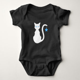Body Para Bebê Bodysuit branco do bebê do gato