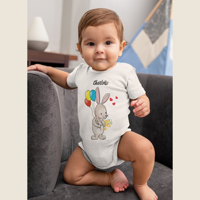 Body Para Bebê Bodysuit "Bunny with Balloons" (Criador carregado)
