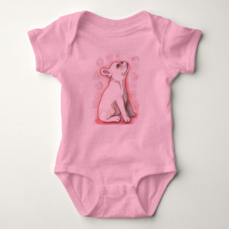 Body Para Bebê Bodysuit cor-de-rosa bonito do bebê do buldogue