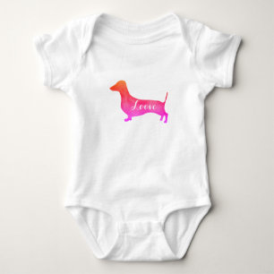 Body Para Bebê Bodysuit cor-de-rosa do bebê do amor do Dachshund