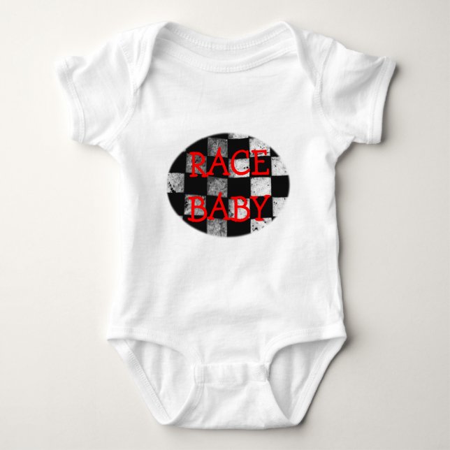 Body Para Bebê Bodysuit customizável da bandeira Checkered do (Frente)