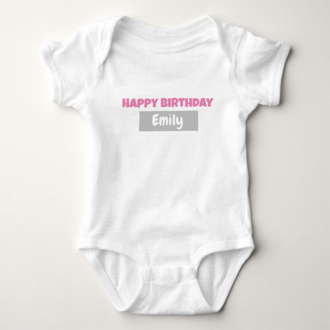 Body Para Bebê BODYSUIT DE ANIVERSÁRIO PERSONALIZADO Bebê (Frente)