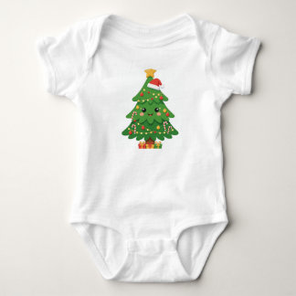 Body Para Bebê Bodysuit de Arte de Árvore de Natal Bebê com Chapé