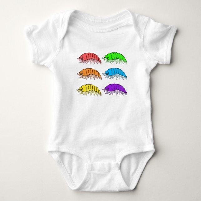 Body Para Bebê Bodysuit de Bebê - Bicho-de-conta Arco-íris (branc (Frente)