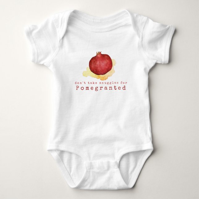 Body Para Bebê Bodysuit de Bebê com Pun sobre Romã Fruta Fofa e A (Frente)