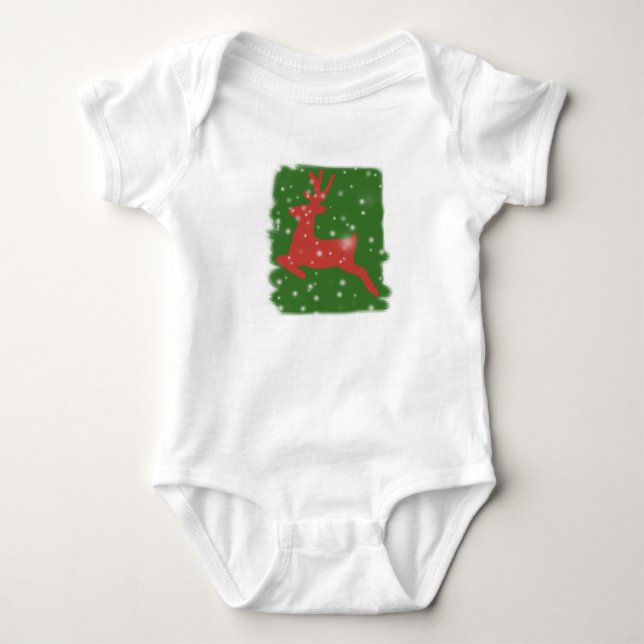 Body Para Bebê Bodysuit de Bebê Férias de Inverno com Veado (Frente)
