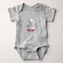 Bodysuit de Bebê Flores Cor-de-Rosa Xícara de Gati