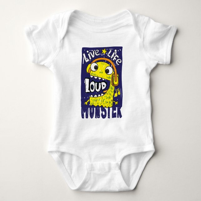 Body Para Bebê Bodysuit de bebê monstro barulhento (Frente)