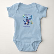 Bodysuit de Bebê para 1º Aniversário do Dinossauro