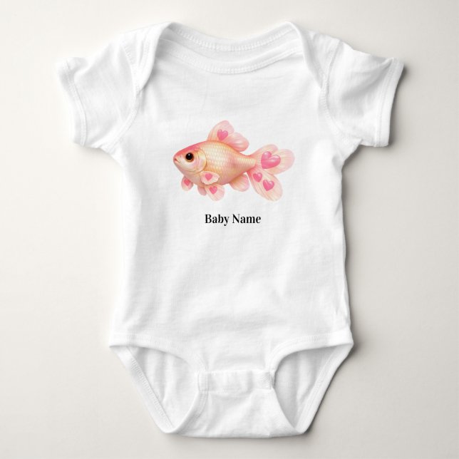Body Para Bebê Bodysuit de Bebê Personalizado com Peixe Dourado R (Frente)