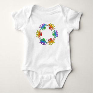 Body Para Bebê Bodysuit de Bebê - Polvo Gradiente (branco)