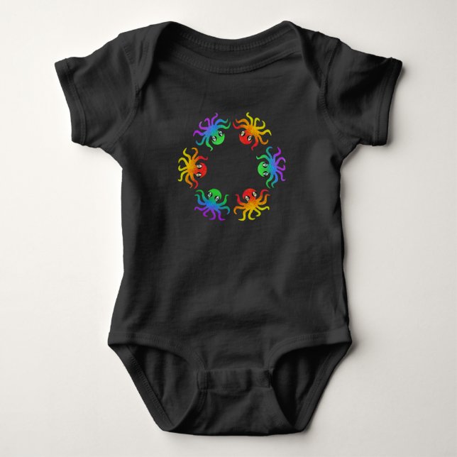 Body Para Bebê Bodysuit de Bebê - Polvo Gradiente (vívido) (Frente)