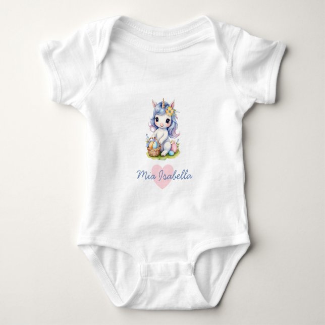 Body Para Bebê Bodysuit de Bebê Unicórnio Cute Páscoa / Primavera (Frente)