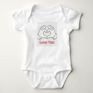 Body Para Bebê Bodysuit de Jersey "Amo Você" com Coração de Mão F