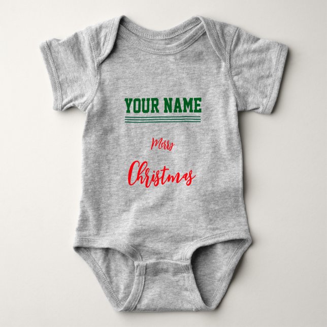Body Para Bebê Bodysuit de Jersey de Natal personalizado cor (Frente)
