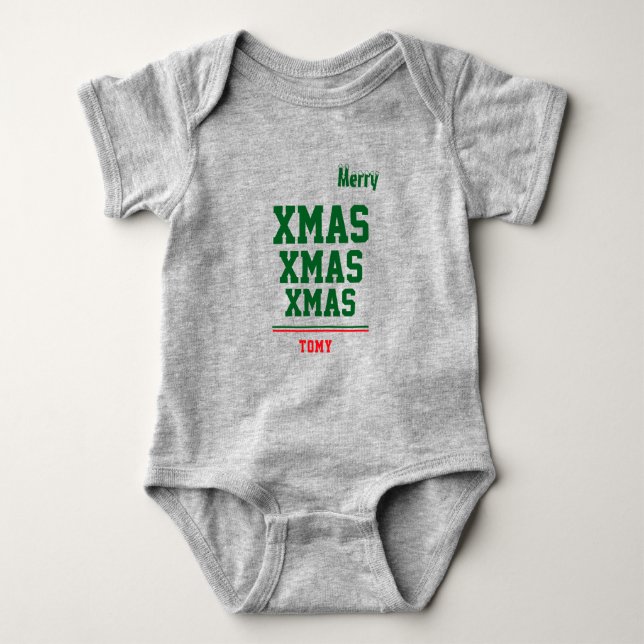 Body Para Bebê Bodysuit de Jersey personalizado de Natal para Beb (Frente)