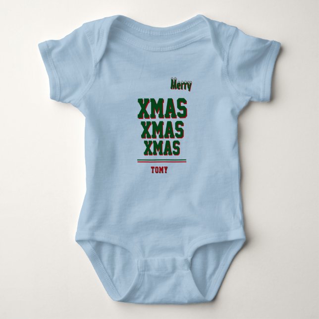 Body Para Bebê Bodysuit de Jersey personalizado de Natal para Beb (Frente)